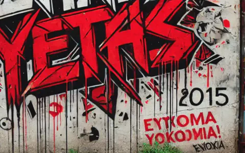 Γκράφιτι με κόκκινα γράμματα και λουκέτο σε τοίχο.